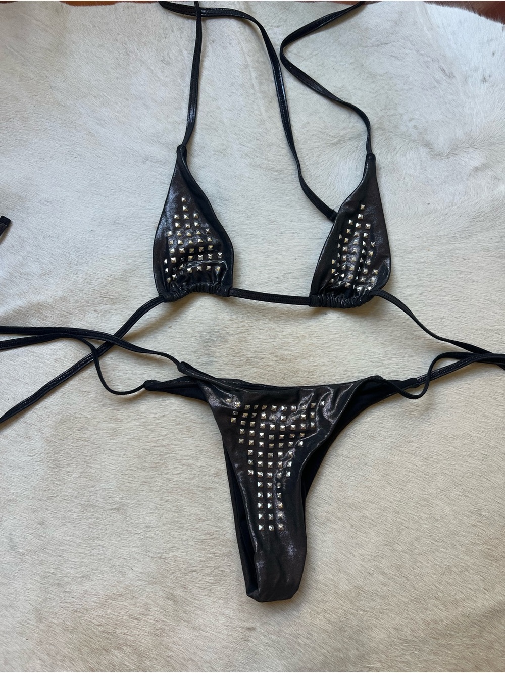 JADED LONDON Metallic Studded Bikini small